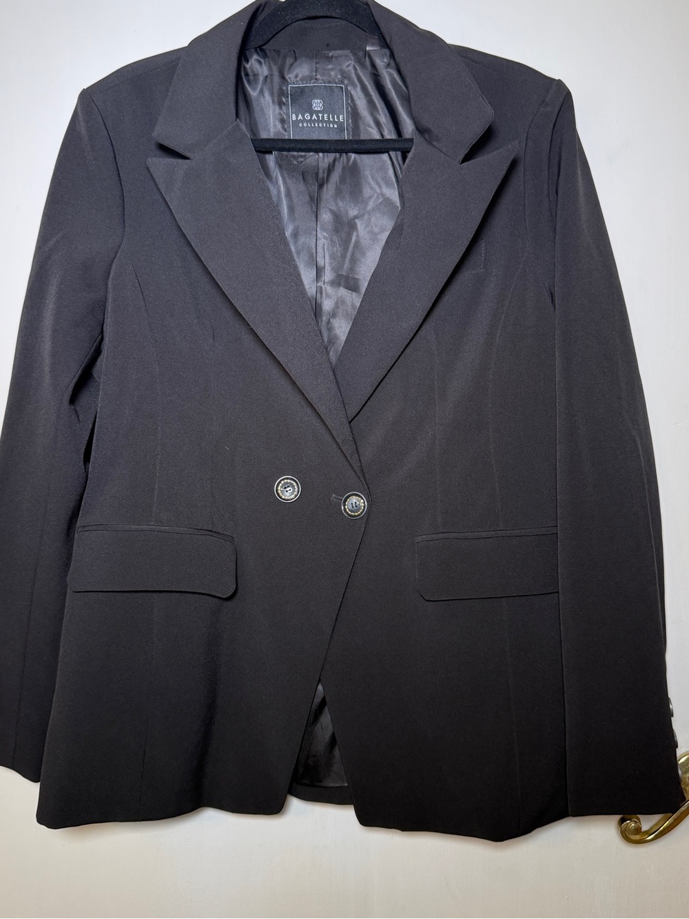 Bagatelle Black Double-Breasted Classic Suit Jacket Womens Large